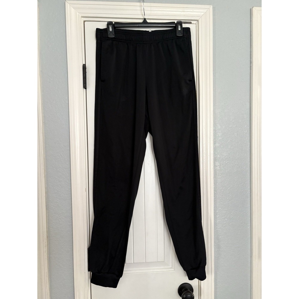Adidas Track Pants Mens Medium Black Excellent Tonal Stripes Joggers